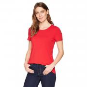 J00302 Red LightGrey Heather Color For Women Daily Round Neck  Work T shirt