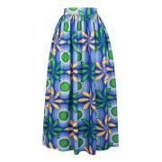 910 African Floral Maxi Dress High Waist A Line Long Skirts with Pockets