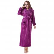 00135 Women Elegent Purple Fleece Robe Popcorn Heated Bathrobe