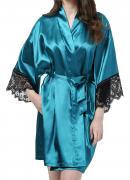 02024 Women Lace Short Pajama Bathrobe Sleepwear Stain Robe