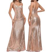 D2009 Ball Sequin Party Prom Gown Dresses Women Ladies Elegant Evening Dress