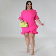 D8086 Plus Bodycon Short Ruffle Elegant Casual Cocktail Party Dresses