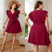 D016 V Neck Elegant Casual Beautiful Short Summer Party Dresses