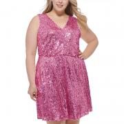 D8020 Sexy Pink Sequin Short Elegant Casual Party Dress For Lady