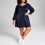D8028 Satin Casual Dresses Women Party Elegant Plus Size Dress