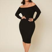 D6034 Bodycon Midi Casual Off Shoulder Long Sleeve Elegant Dresses