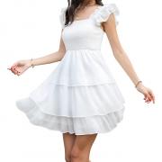D3063 Ruffle Tiered Short Summer Dresses Women Elegant Casual Dress