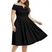 D3054 Plus Size Off Shoulder Vintage Party Summer Elegant Casual Dress