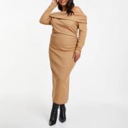 BD1688 Women Side Split Casual Elegant Ruched Bodycon Midi Dress