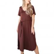 LD5413 Elegant V-Neck A-Line Short Sleeve Casual Summer Dress