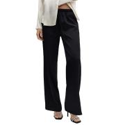 BD1652 Summer Mid Elastic Waist Wide Leg Casual Satin Long Pants