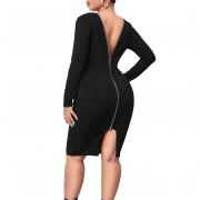 D6049 Bodycon Long Sleeve Knee Length Elegant Cocktail Party Dress