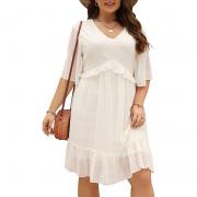 D8081 Fashion Clothing Ruffled Loose Short Elegant Casual Dress