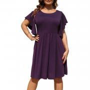 D6052 Summer V-Neck Loose Dress Ladies Women Plus Size Casual Dress