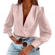 Z1005 Satin Silk Women's Elegant Top With Long Sleeves Buttons