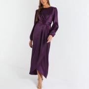 BD1702 Long Sleeve Casual Elegant Evening Party Wrap Satin Maxi Dress