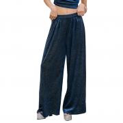 BD1331 Mid Waist Straight Leg Velvet Zipper Fly Wide Leg Trousers