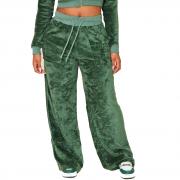 BD1465 Velvet Trouser Drawstring Waist Wide Leg Jogger Pants