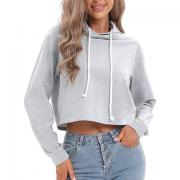 M002 Summer Crop Top Sweatshirt Solid Short Hood Terry Hoodies