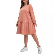 D8007 Drop Shoulder Ruffle Hem Hoodies Sweatshirt Casual Dresses