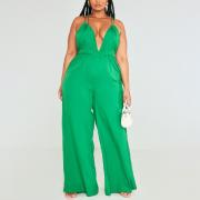 BD1575 One Piece Summer Sexy Cross Straps Backless Wide Leg Jumpsuits