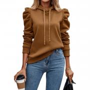 M006 Women's Casual Bubble Long-Sleeved Pullover Sweatshirt Hoodie