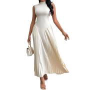 D8170 Pleated Tight Fitting Casual A Line Long Party Dress