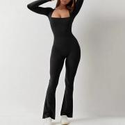 DJ1011 Custom Long Sleeve Jumpsuits Wide Leg Romper Playsuit