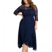 LM3615 Elegant Chiffon Lace Long Sleeve Casual Cocktail Dresses