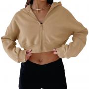 Z2133 Custom Cropped Zip Up Hoodies Long Sleeve Hooded Sweatshirt
