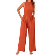 DJ1015 Custom Dressy Loose Outfits Mock Neck Wide Leg Jumpsuits