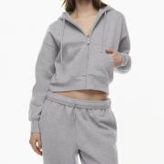 DT1353 Custom Zip up Drawstring Hoodie Sweatshirts Crop Jacket