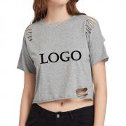 DT1368 Custom Graphic Pattern Print Distressed Cut Out T-Shirts