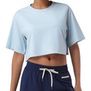 DT1379 Workout Crop Tops Short Sleeve Loose Fit T-Shirts