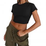 DT1194 Crop Tops Cute Summer Scoop Neck Basic Y2K Baby Tees