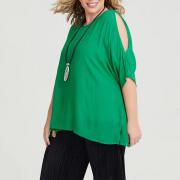 DT1086 Chiffon Round Neck Cold Shoulder Summer Tops