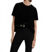 BD1727 Custom Velvet T-shirts Short Sleeves Shoulder Pads Top