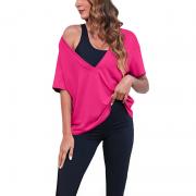 DT1384 Sexy Deep V Neck T-Shirts Summer Short Sleeve Tops