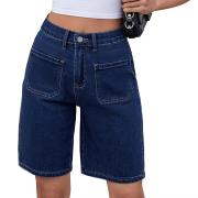 DB1089 Custom Trendy Loose Fit Denim Shorts With Patch Pocket