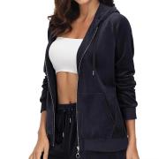 DT1301 Custom Velour Hooded Long Sleeve Full Zip Velvet Jacket