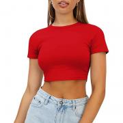 LY1206 Custom Crop Tops Cute Summer Scoop Neck Basic Tees