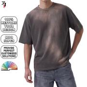 YT1136 Custom Men Vintage Studded Crewneck Heavyweight Cotton Tee
