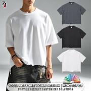 YT1154 Men Vintage Washed Destroyed Irregular Raw Hem T Shirt
