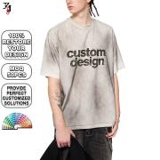 YT1135 Custom Men Gradient Dye Cotton Tees Retro Washed T Shirt