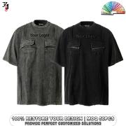 YT1164 Zipper Pocket Vintage Washed Tee Custom Embroidery