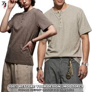 YT1161 Unisex Crew Neck Half Button Placket Henley T Shirt