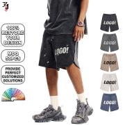 YB1103 Curved Hem Drawstring Knee Length Sweat Shorts