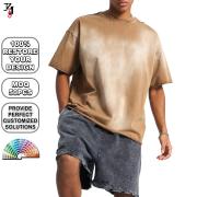 YT1181 Vintage Wash Notch Distressed Crew Neck Raw Edge Tee