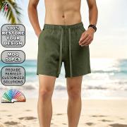 YB1164 Custom Linen Solid Relaxed Fit Summer Beach Shorts