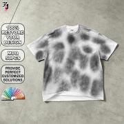 YT1180 Spray Faded Cotton Distressed Cut Raw Edge T Shirt